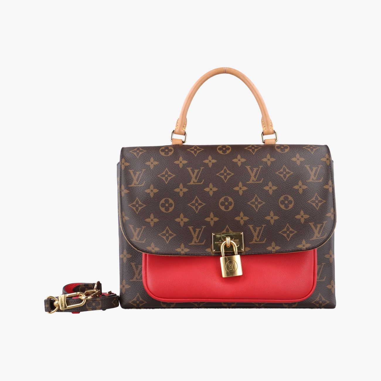 ルイヴィトンLouis Vuittonマリニャンモノグラム|ブラウン系×コクリコモノグラムキャンバス×カーフレザーM44286FL1148