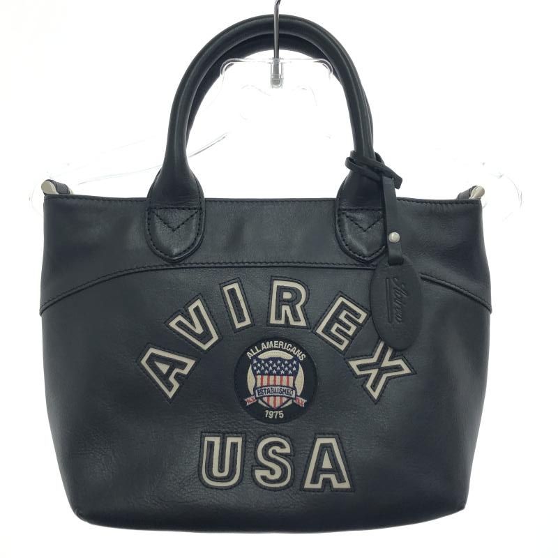 AVIREX トートバッグ コマーシャルロゴ 2way レザー 本革 中古】AVIREX トートバッグ コマーシャルロゴ 2way レザー