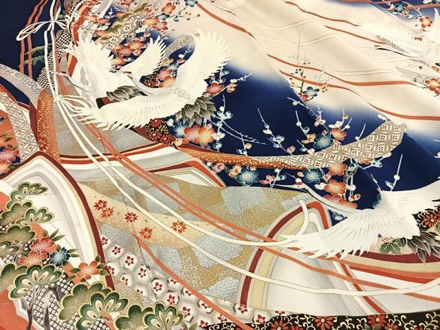 専用ページ振袖 正絹 豪華絢爛 金箔 バラに刺繍 金彩 銀彩 着物 U-1103 平和屋着物□豪華振袖 刺繍 枝花蔓文 暈し染め 金銀彩 正絹 逸品