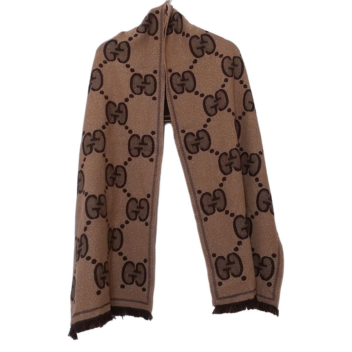 GUCCI ストール ウール✖️シルク ネイビー✖️ブラウン GUCCI ストール ウール✖️シルク ネイビー✖️ブラウン