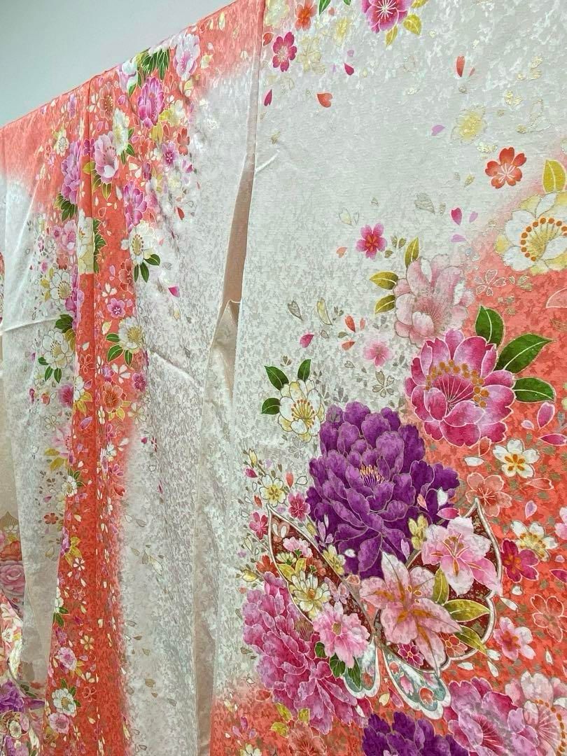 振袖 仮絵羽 舞台衣装 金彩 銀彩 銀通し ラメ刺繍正絹 未仕立て品 八掛 