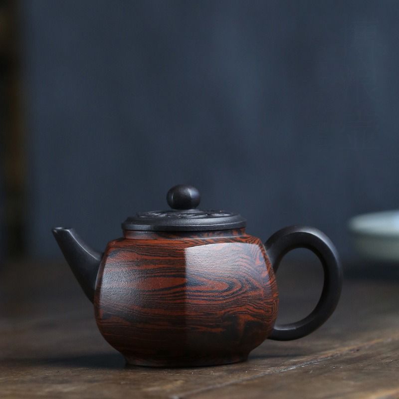 Amazon | 中国古美術宜興原鉱黑金刚泥 パンダと竹葉紋紫砂壺底款:蒋蓉