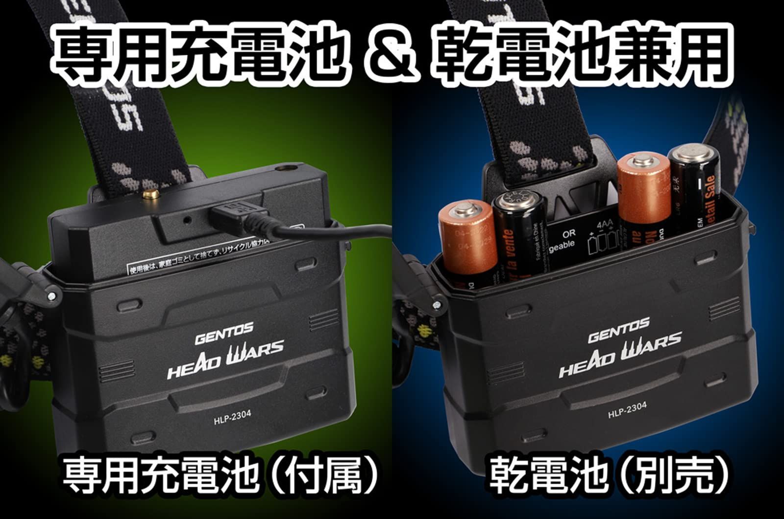 ヘッドライト 450~750ルーメン LED ヘッドウォーズ HLP-2301/2302/2303/2304 GENTOS(ジェントス) 単3電池 ・専用充電池 プロユース向け - メルカリ