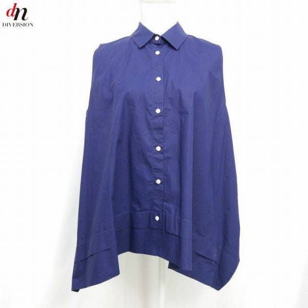 14SS Acne Studios アクネストゥディオズ LATE POPLIN ノースリーブ フレア Aライン シャツ ブラウス NAVY 36 14SS Acne Studios アクネ LATE POPLIN ノースリーブ Aライン