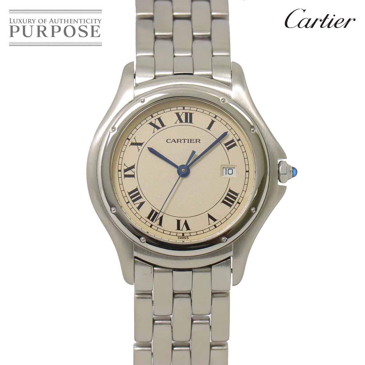カルティエ Cartier パンテール クーガーLM W35002F5 ヴィンテージ ボーイズ 腕時計 デイト ウォッチ Phantere Cougar 90291942