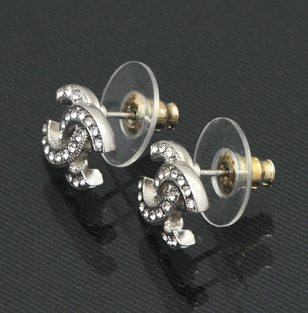シャネル CHANEL ココマーク ラインストーン ピアス シルバー C22V