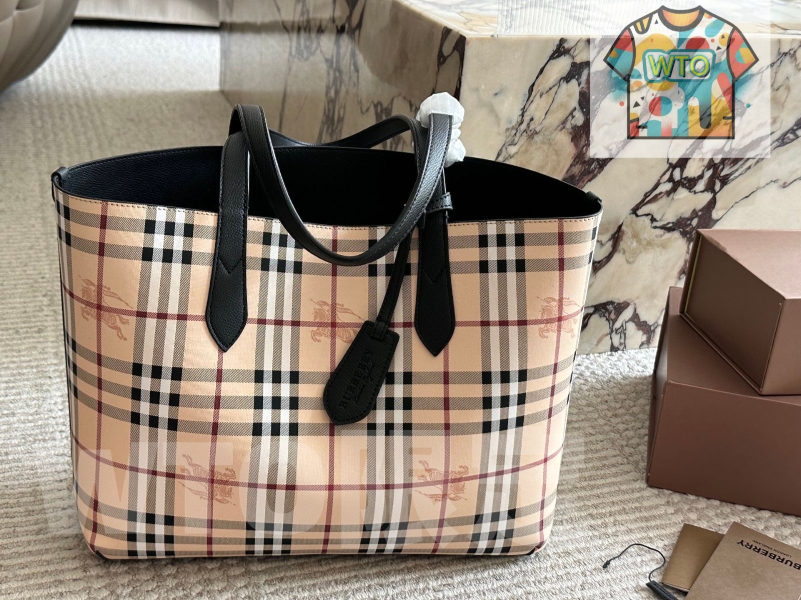 今日WTO】Burberry バーバリー クラシック ダブルサイド トート
