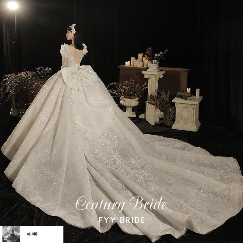 送料無料 秋 シンプル気品あふれるレトロラグジュアリー 長袖トレーン付き主婚 !-利用不可文字-! 新婦出門 !-利用不可文字-! -8.14LYC680夏の新生活