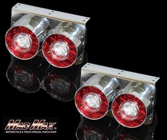 小 中型トラック用 LED 2連 丸型ロケット テールランプ レッド クリア 24V