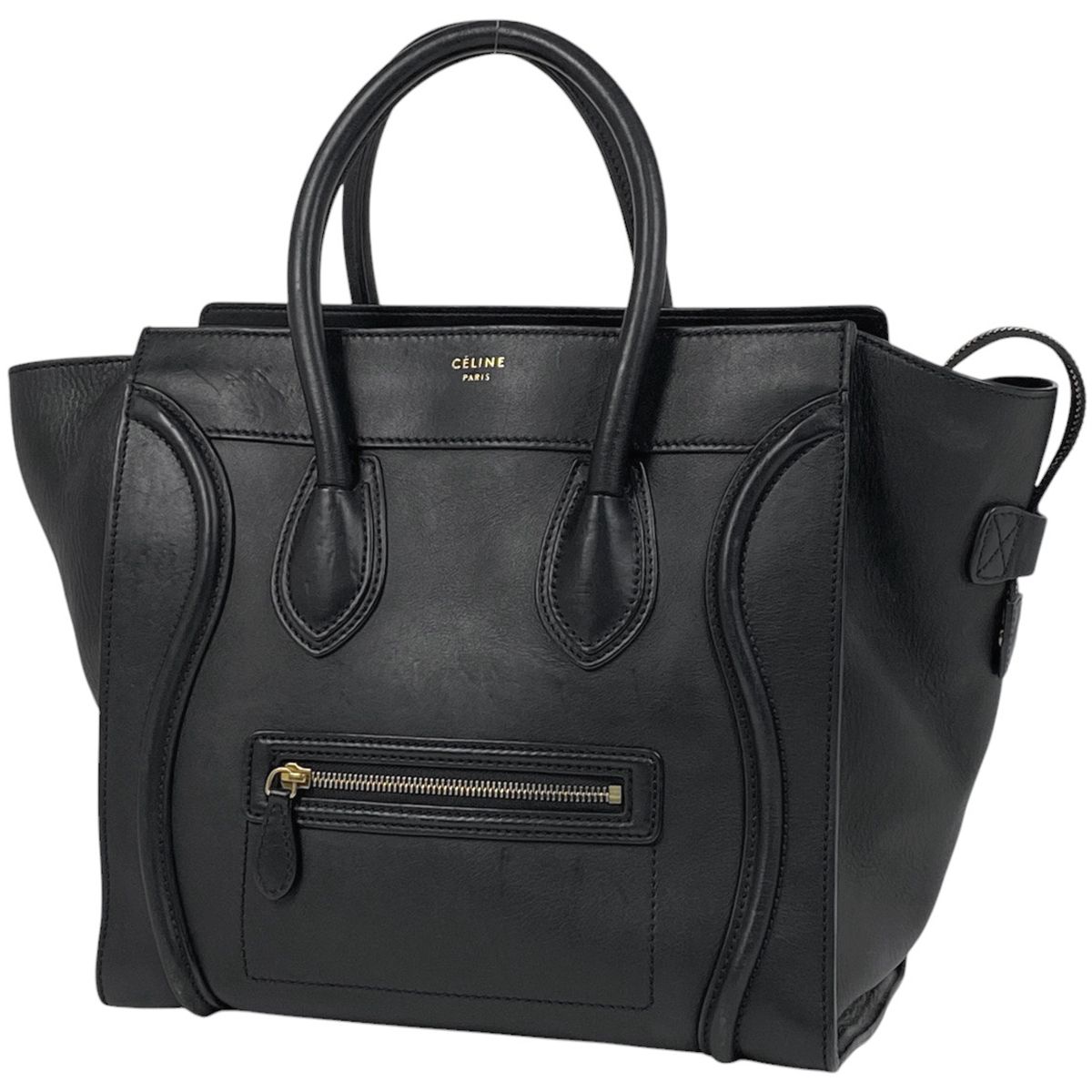 セリーヌ CELINE ラゲージ ミニショッパー トートバッグ ハンドバッグ レザー ブラック レディース