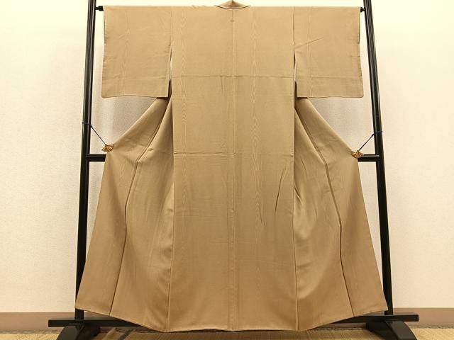 平和屋着物□上質な色無地 杢目地紋 枯色 正絹 逸品 BAAO9129yc 平和