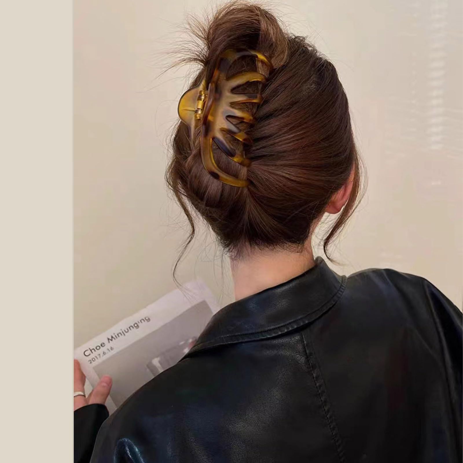 通学 通勤 日常 ブラウン 茶色 べっ甲 小物 ファッション レディース clip hair 跡がつかない シンプル 韓国風 プレゼント おしゃれ 大人 クリップ 髪 ヘアアレンジ ヘアアクセ 毛量多い しっかり バレッタ バンス