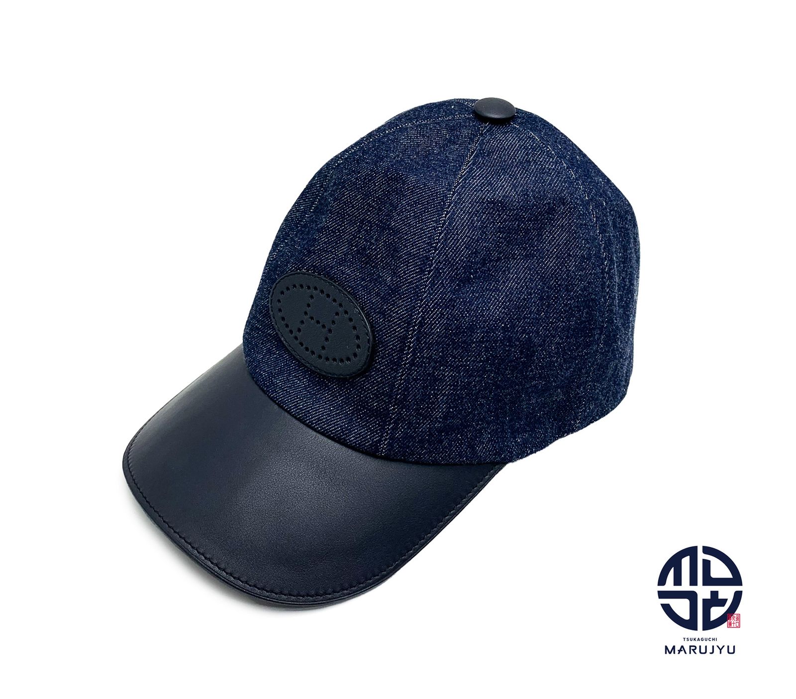 HERMES エルメス セーヴル キャップ デニム ハット 帽子 パンチングH