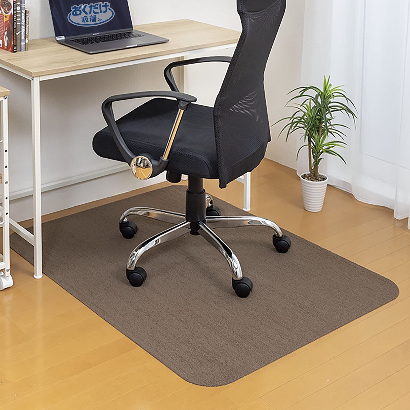 【新着商品】日本製 ブラウン KL-10 90×120cm おくだけ吸着 滑り止め マット 床保護 デスクマット ゲーミング ずれない チェアマット サンコー