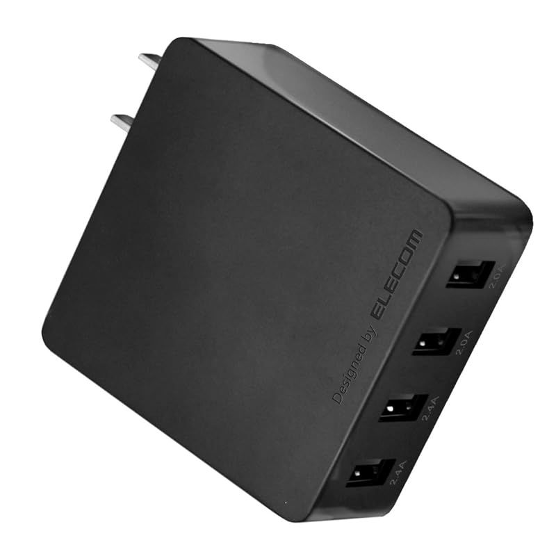 【新品】 エレコム USB 充電器 ACアダプター コンセント USB×4ポート 急速充電器 折畳式プラグ ブラック EC-AC4U001BK 0