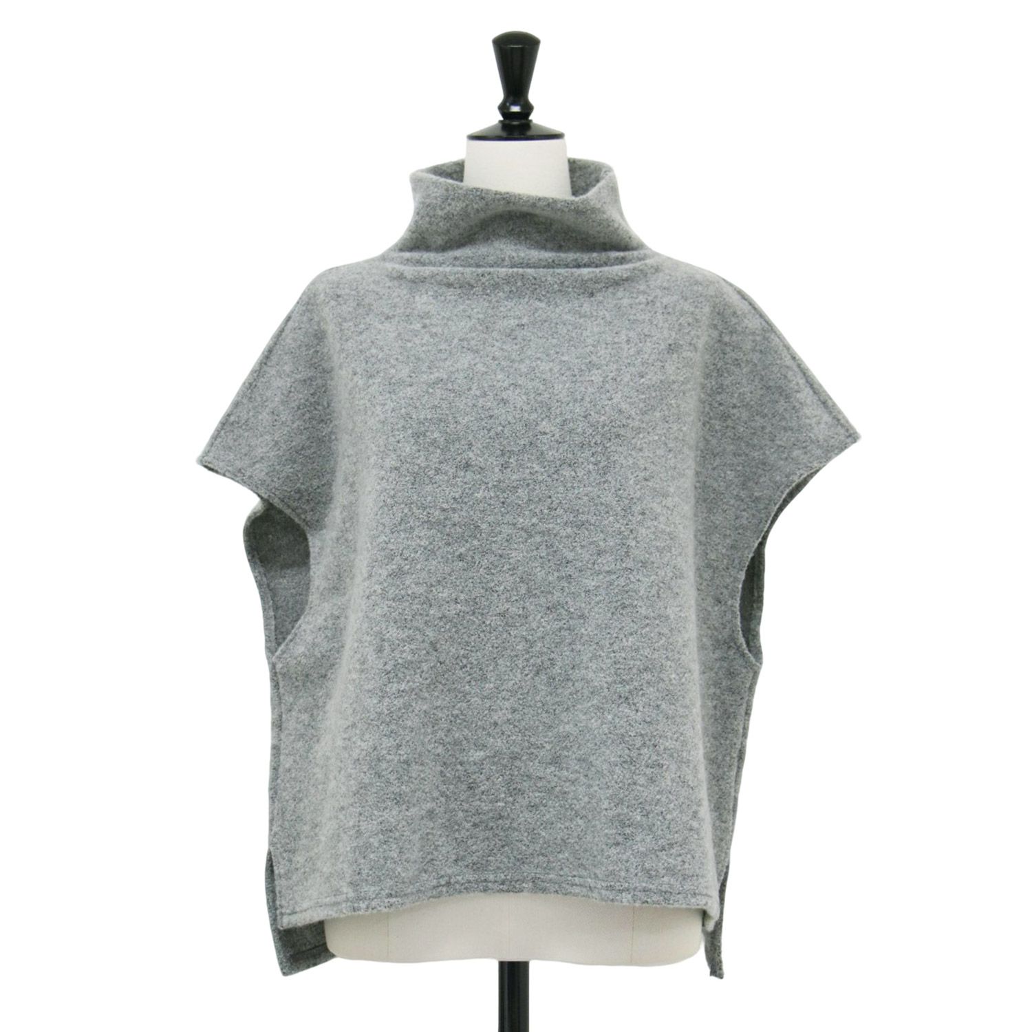 GALERIE VIE ギャルリー ヴィー ベスト グレー サイズ 24秋冬 ファイン ブークレー ミドルネック ベスト プルオーバー フレンチスリーブ ビルドネック ウール トップス レディース