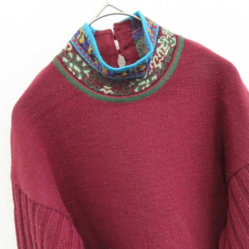 ケンゾー KENZO ニット セーター チュニック ハイネック 柄 x 968120