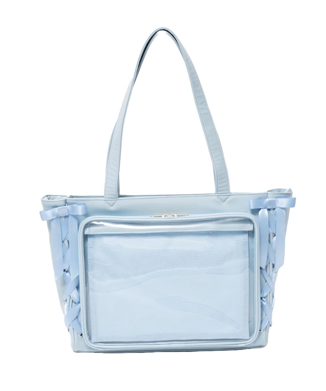 Size F_Color タイプB NEWデザイン サックス ウィゴー 痛バッグ 痛バ Sサイズ レースアップ トートバッグ バッグ デコバッグ 鞄 A4 クリアバッグ クリア 推し活 推し活グッズ 推し活バッグ ライブ イベント 春 夏 秋 冬 プ