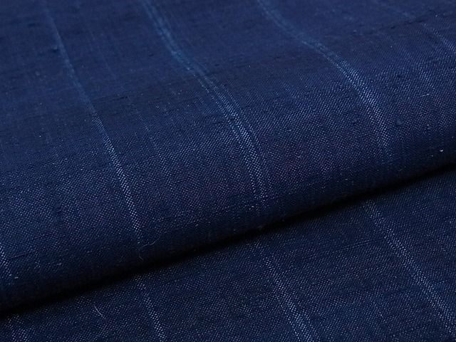 平和屋本店□超希少 日本工芸会正会員 秋山眞和 綾の手紬 手織 本藍染