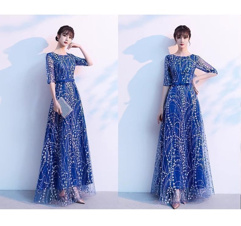 ワンピース ロング丈 結婚式 二次会 上品 感 お呼ばれ レディース 大人 ピアノ 発表会 フォーマルドレス 袖付き20代 30代 40代 50代