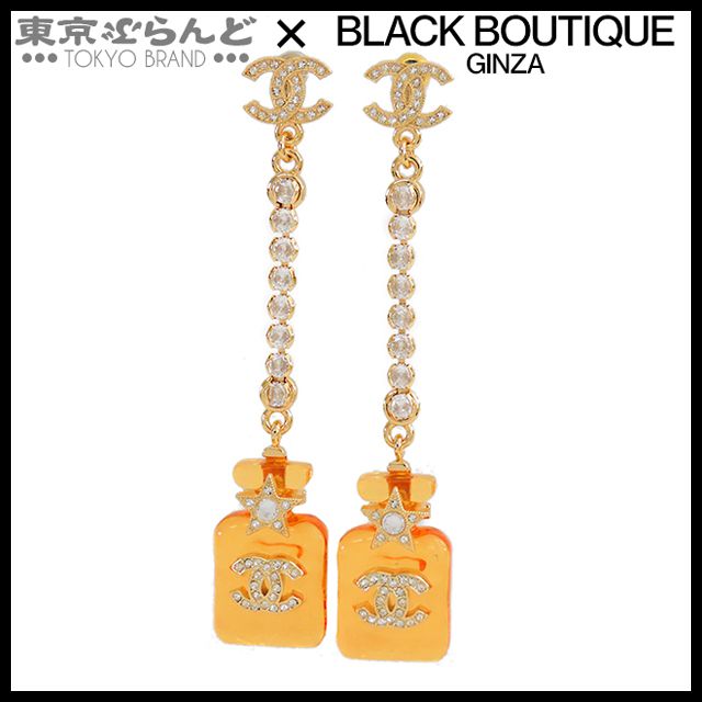 シャネル CHANEL ピアス B23S ゴールドxオレンジ メタル 樹脂系 ラインストーン ココマーク パフュームボトル スター レディース 101794814