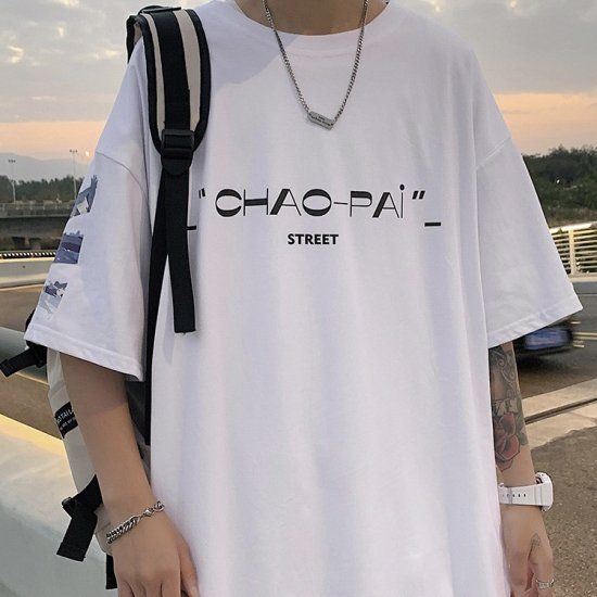 韓国 矢印 Tシャツ メンズ ストリート 半袖 夏 白 ホワイト - メルカリ