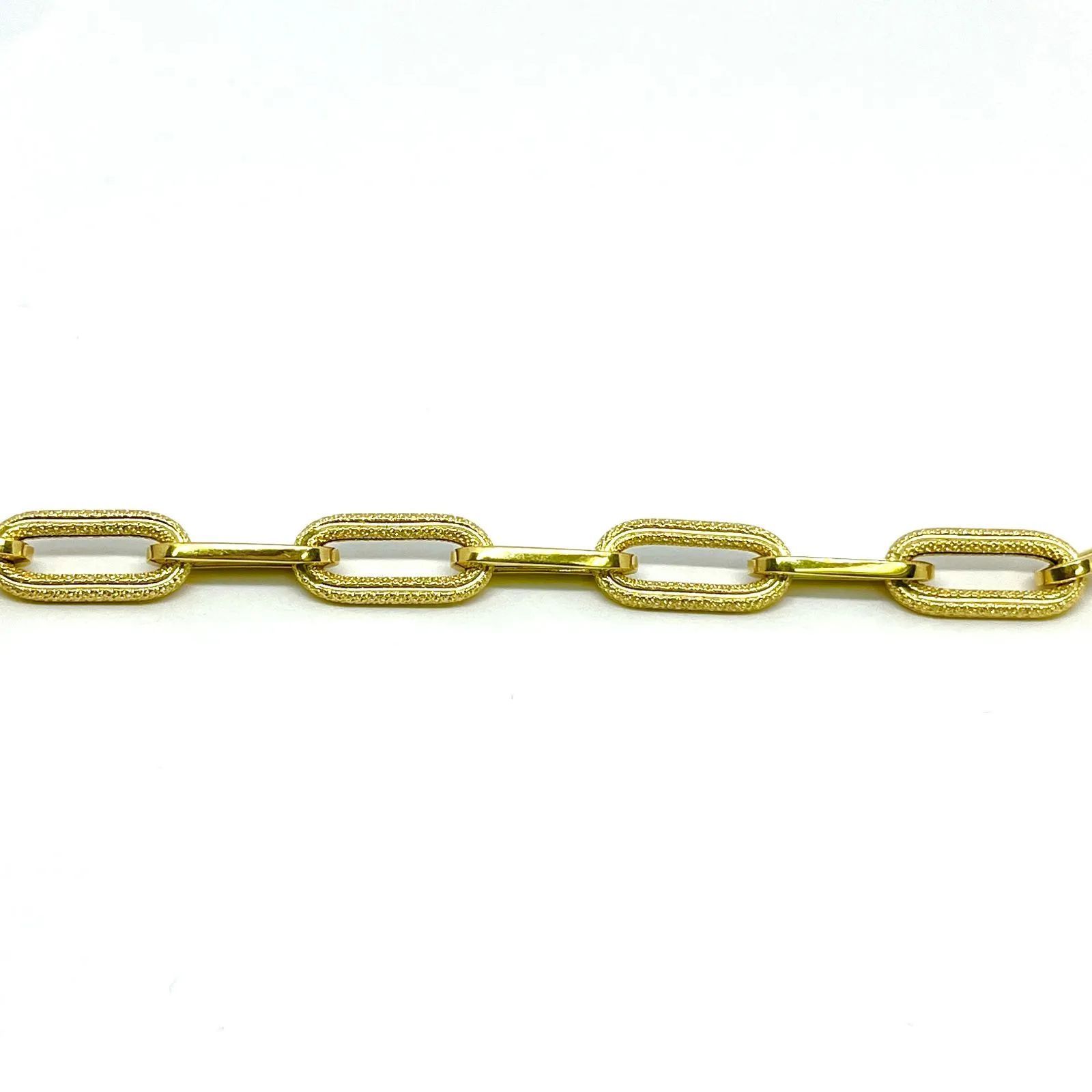 新品 18金 ペーパークリップ ブレスレット 幅7.5mm 極太 19cm K18 YG 