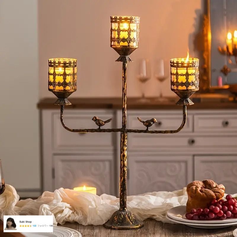 キャンドルホルダー キャンドルスタンド 3灯 アイアン 燭台