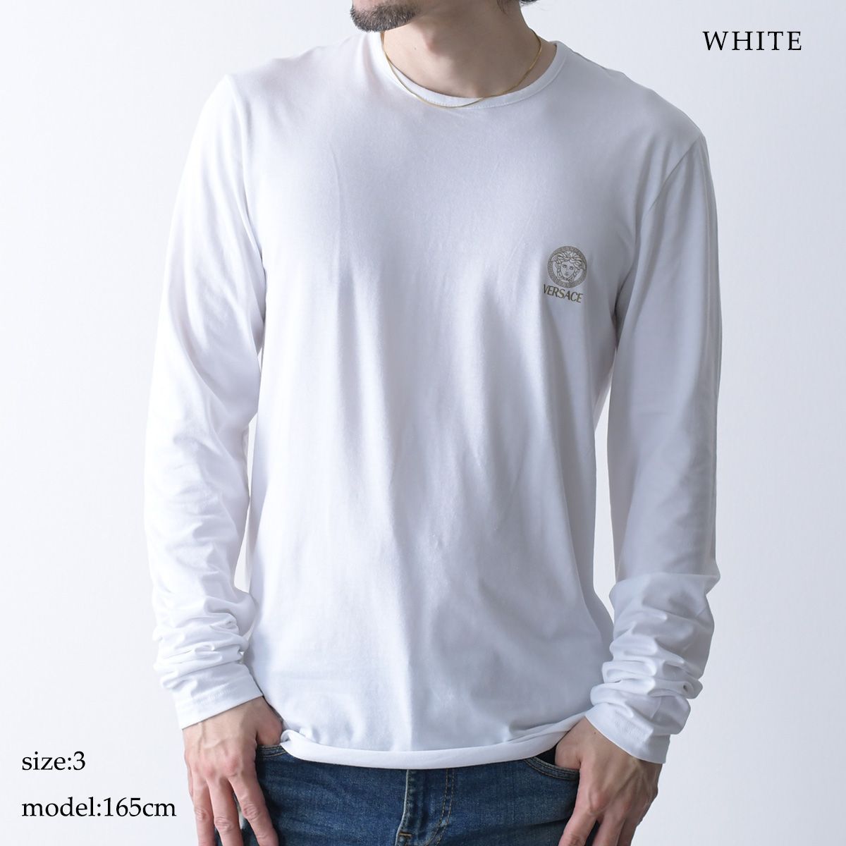 VERSACE ホワイト ロングスリーブ Tシャツ⑥①（VERSACEの