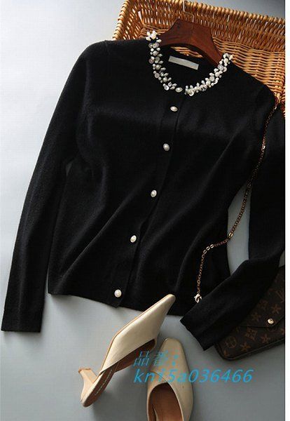 長袖カーディガン ビーズ ゴージャス 上品 大きいサイズ有り SからXXL 通勤通学20代30代40代50代60代 クリックポストで発送可 kni 5 a 036466