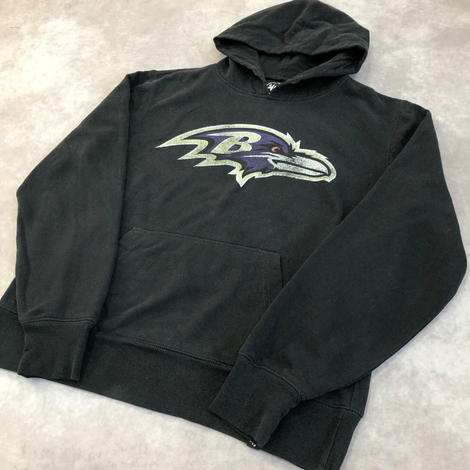 NFL RAVENS フィラデルフィアレイブンズプリントスエットパーカー　黒古着 NFL RAVENS フィラデルフィアレイブンズプリントスエットパーカー 黒