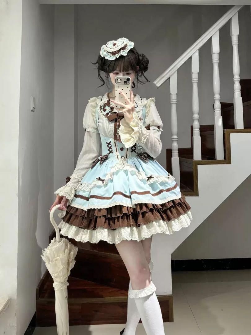ロリータ チョコミント配色JSK♪ブラウス付き