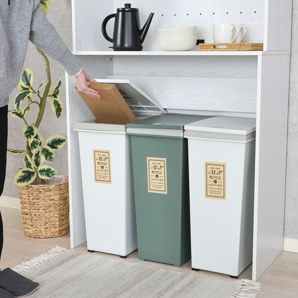 ゴミ箱上キャビネット 約90cm幅 オークホワイト 組立品 代引不可 NEXPOTALLINN_EU