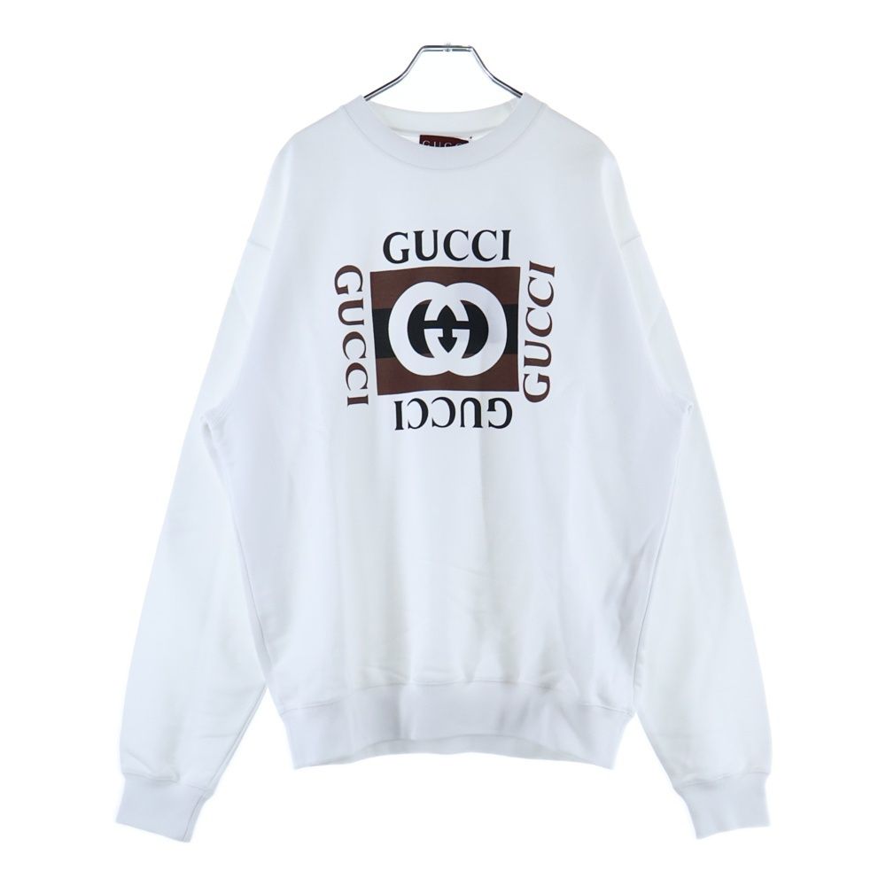 GUCCI グッチ GGロゴプリント クルーネック スウェット トレーナー ホワイト 784413 XJGMB