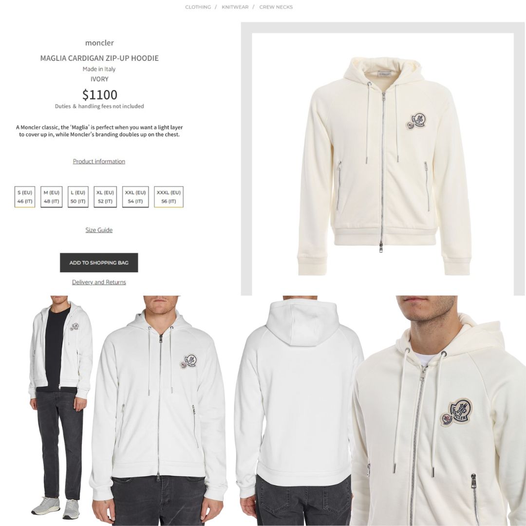 MONCLER アイボリー パーカー クリーニング済み