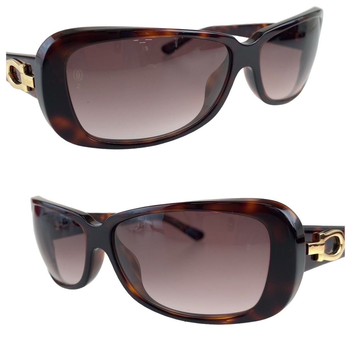 美品 CARTIER カルティエ ブラウン 茶 マーブル ゴールド プラスチック  