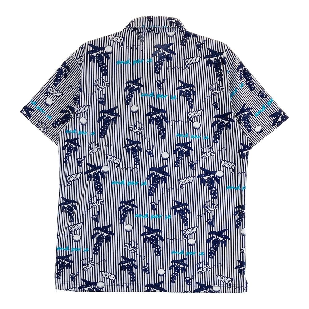 サイズ L AND PER SE アンパスィ AMS9725X4 半袖ポロシャツ ストライプ ネイビー系 240101521971 ゴルフウェア メンズ ストスト