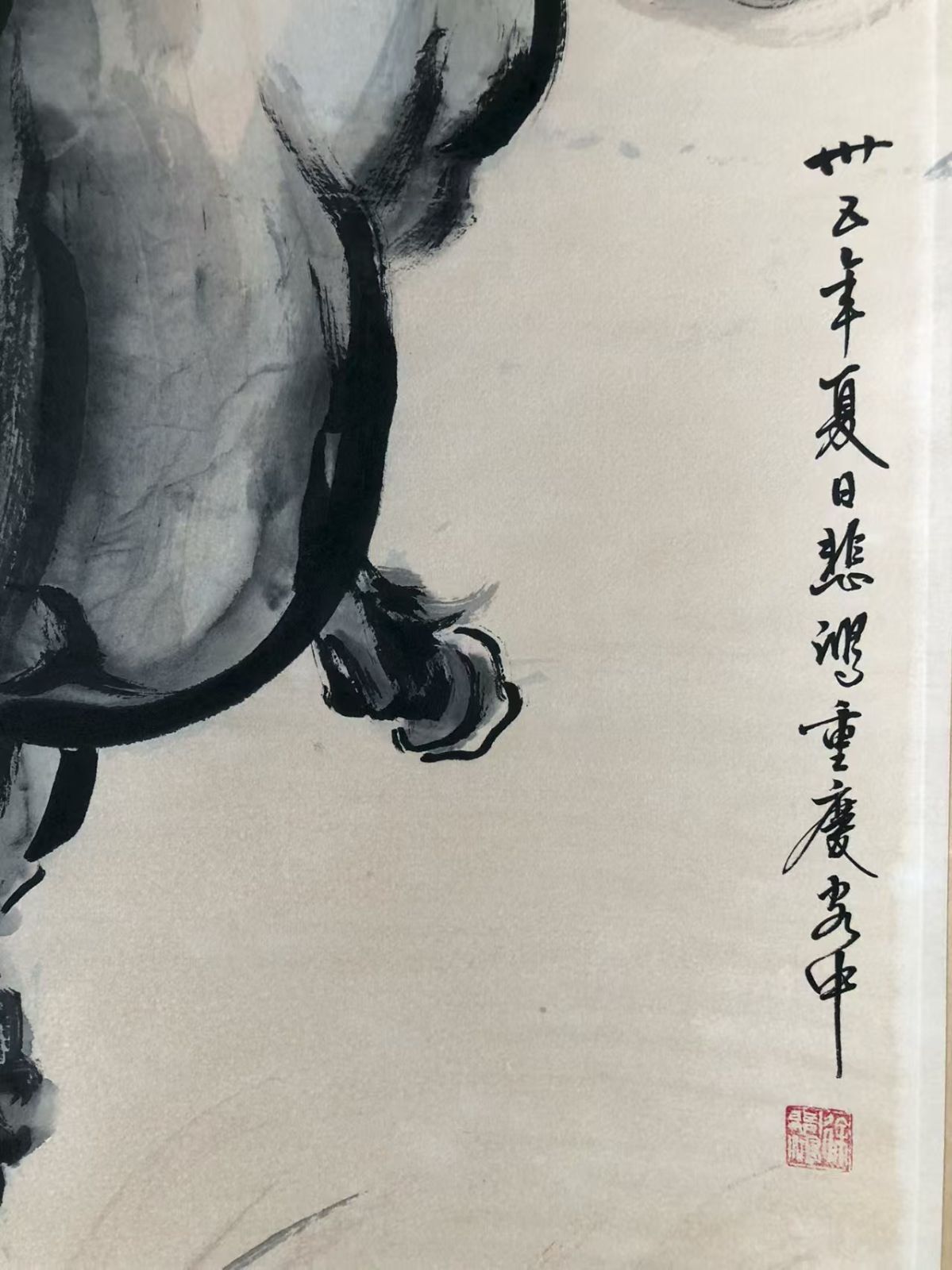 中国古美術.【徐悲鴻】馬.四尺手描き作品.宣かみ画.観賞品.文房