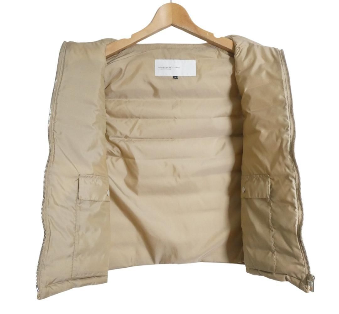 極美品 DOUBLE STANDARD CLOTHING ダブルスタンダードクロージング タフタ ダウンベスト 2WAY フード ストレッチ ベージュ サイズ36 レディース