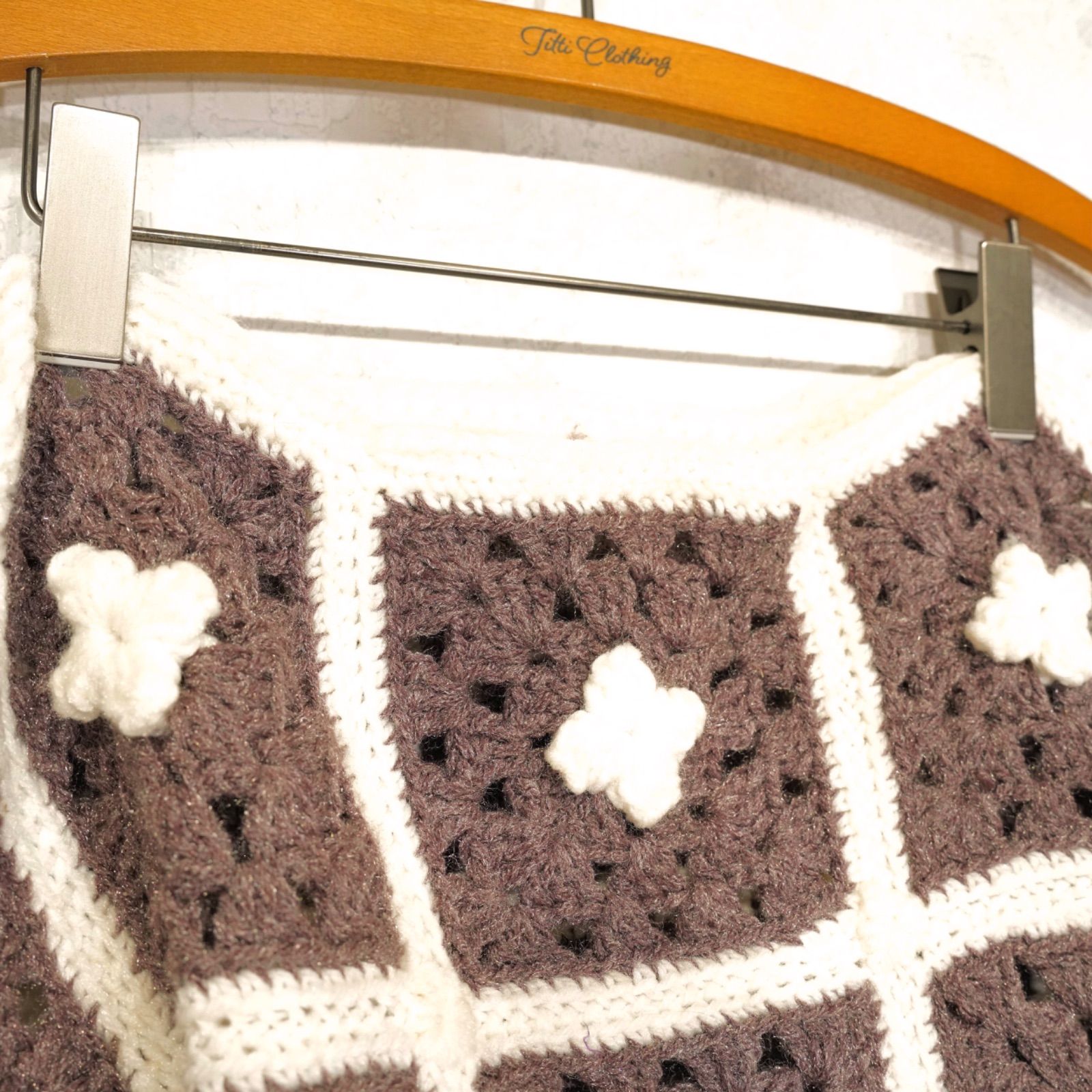 USA VINTAGE CROCHET DESIGN HAND CAPE KNIT アメリカ古着鍵編みデザインハンドケープニット SIROKUMA-CORPORATION_COM