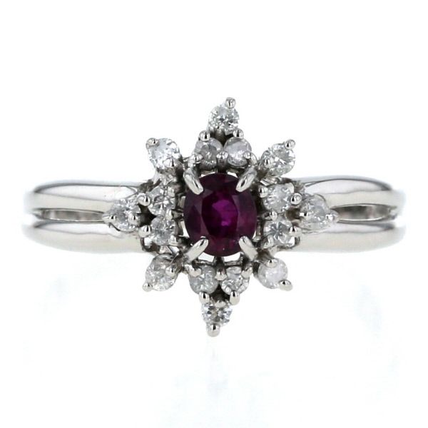 ダイヤモンド×ルビー 許可なく ペンダントトップ K18YG Pt900 11.1g 