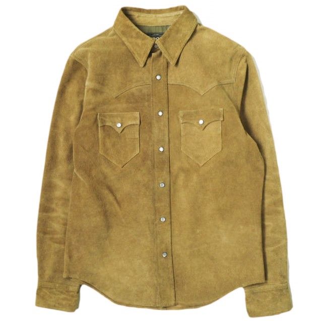 RRL ダブルアールエル スエードウエスタンシャツジャケット 782819308001 S ブラウン 革ジャン カウレザー Double RL 定価253,000円 アウター g16627