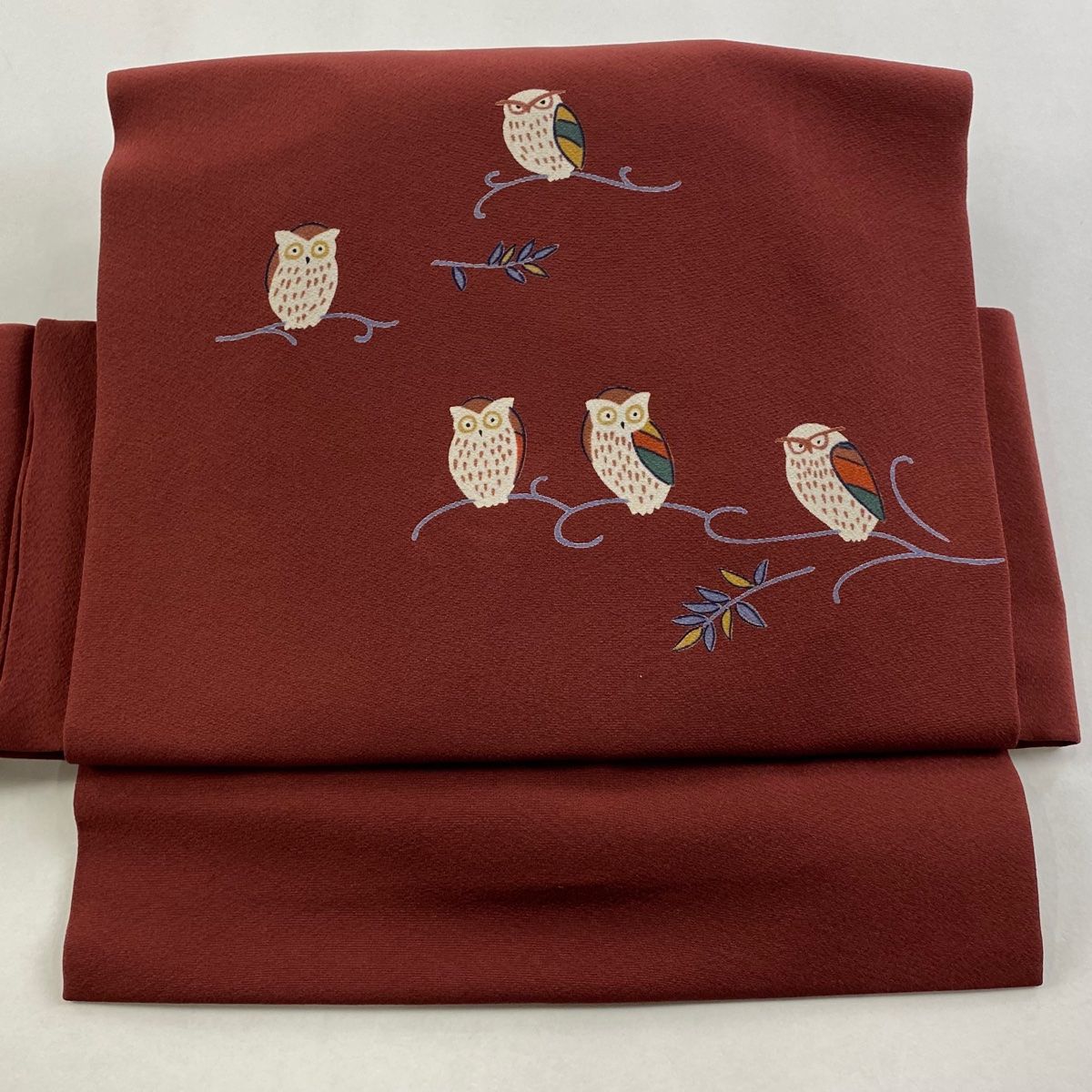 付け帯 秀品 作り帯 ふくろう 赤茶 正絹