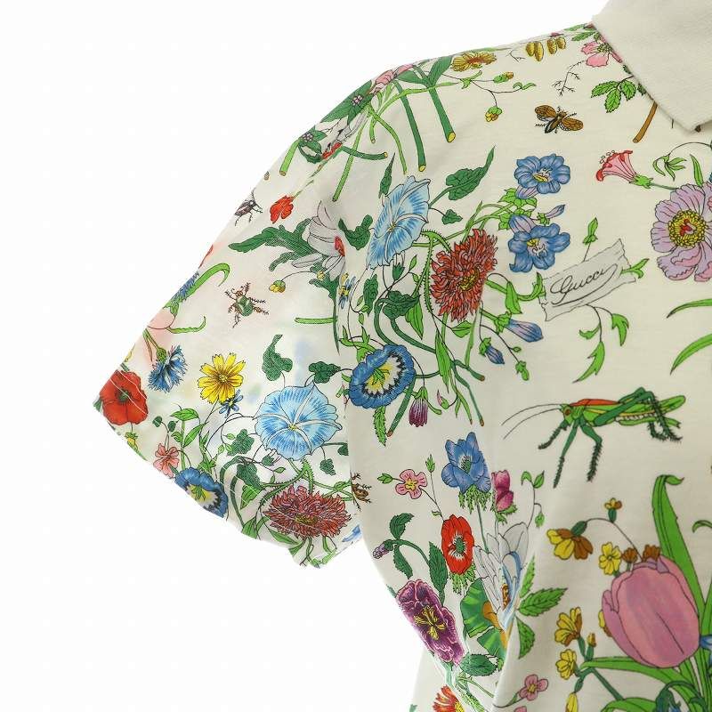 GUCCI 花柄 半袖ポロシャツ L グッチ GUCCI シャツ フラワー 花柄 アロハ 上着 半袖シャツ