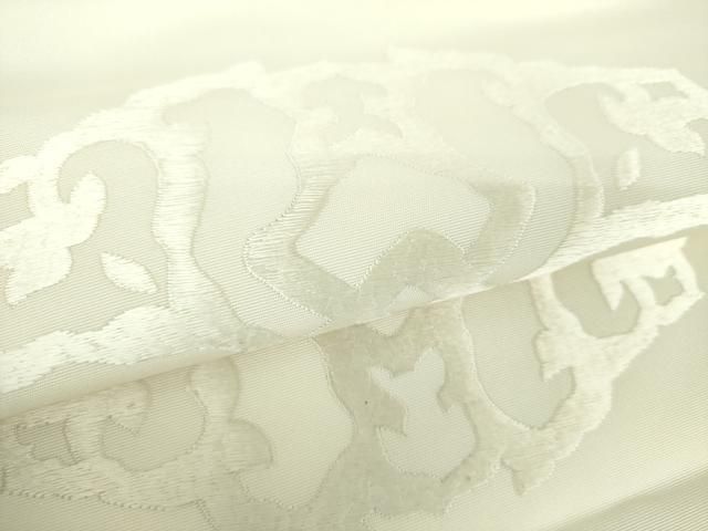 平和屋着物○塩瀬 九寸名古屋帯 刺繍 花丸文 正絹 逸品 DAAV6852ps