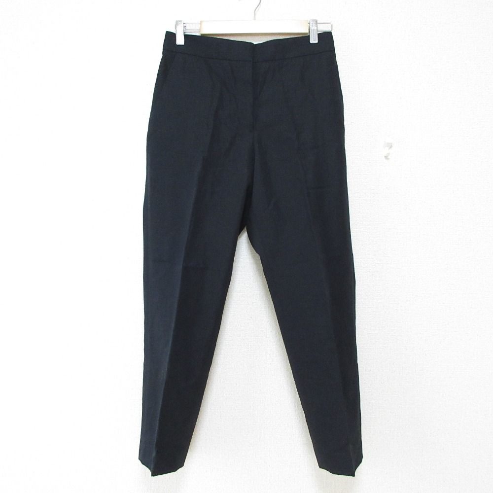 CYCLAS シクラス コットン×リネン イージー スラックス テーパードパンツ 38 ネイビー レディース 古着