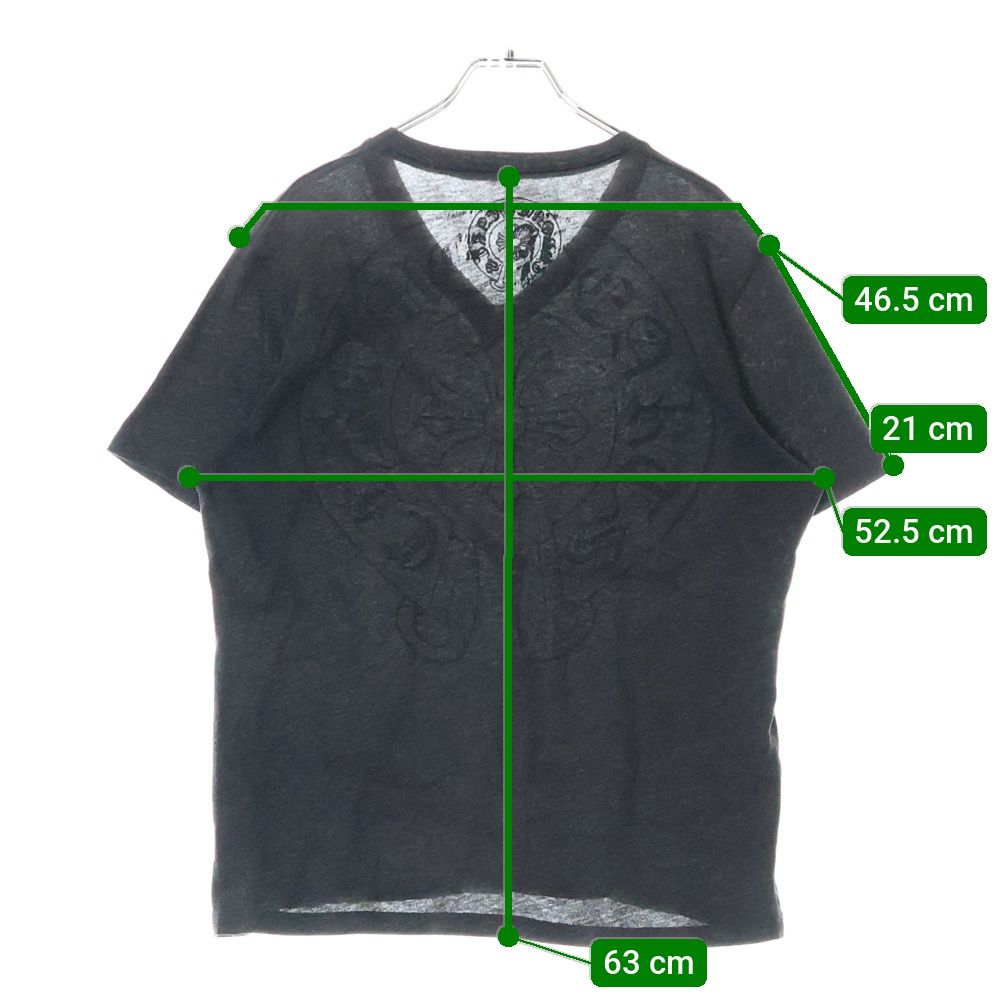 クロムハーツ スクロールラベルプリント Vネック半袖Tシャツ グレー L クロムハーツ スクロールラベルプリント Vネック半袖Tシャツ