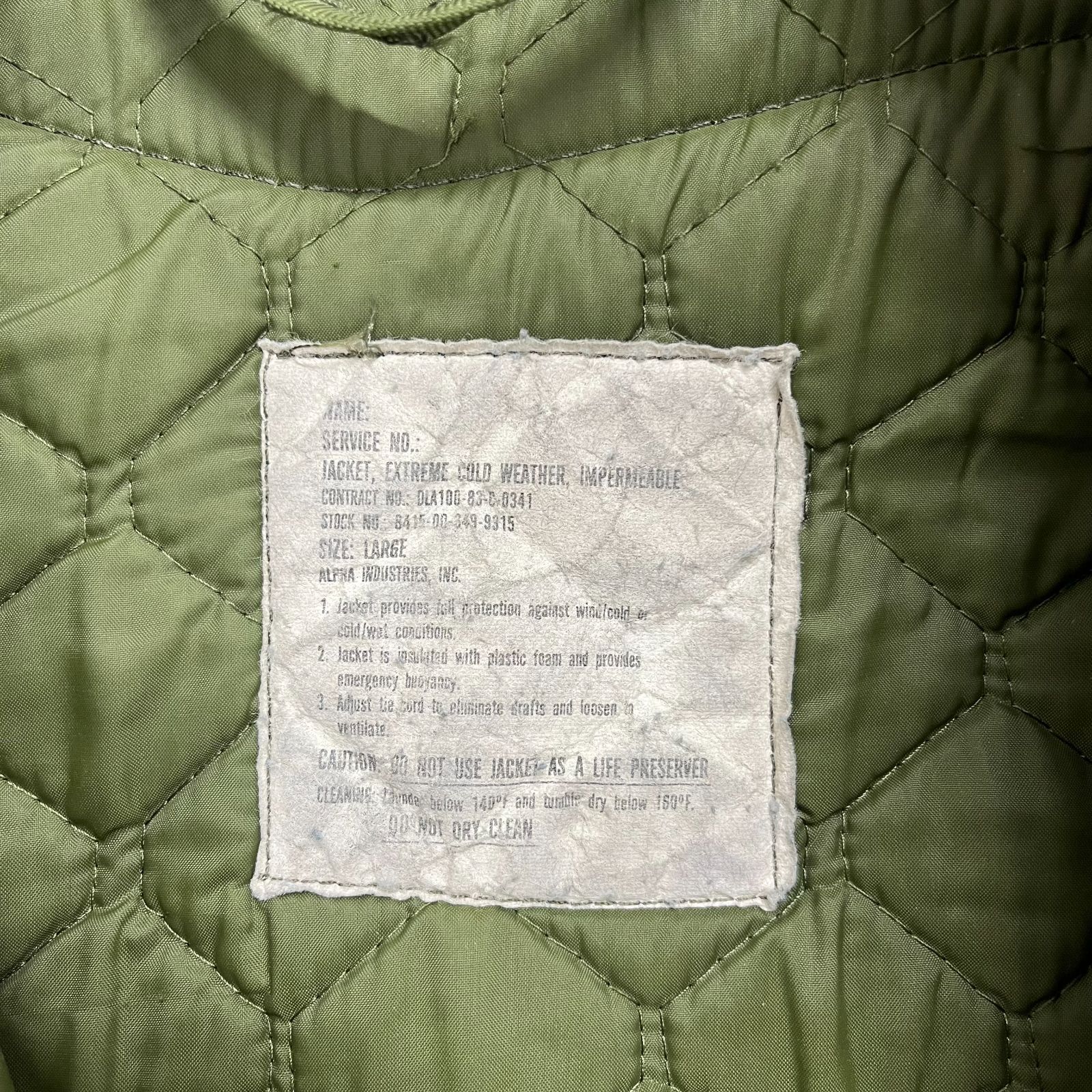 ALPHA INDUSTRIES アルファ 100-83-C-0341 80s 米軍実物 US NAVY A-1 