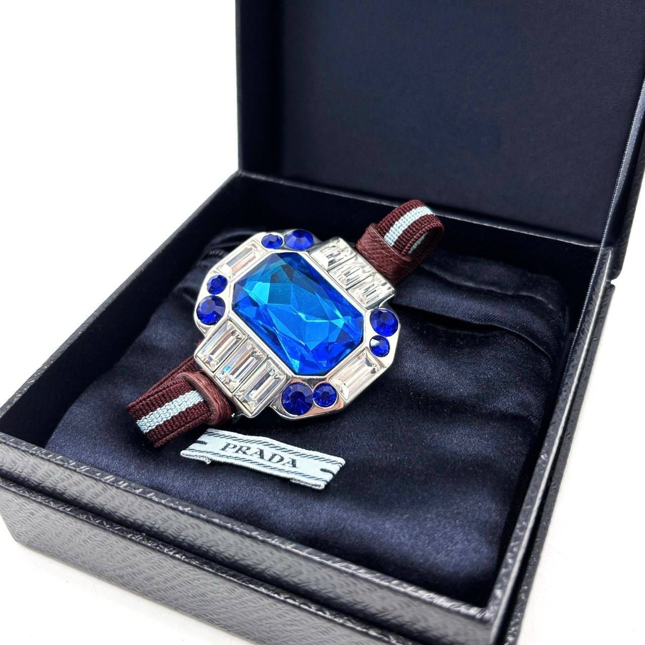 ✨良品✨ PRADA プラダ ブレスレット ビジュー ストーン レザー 革 