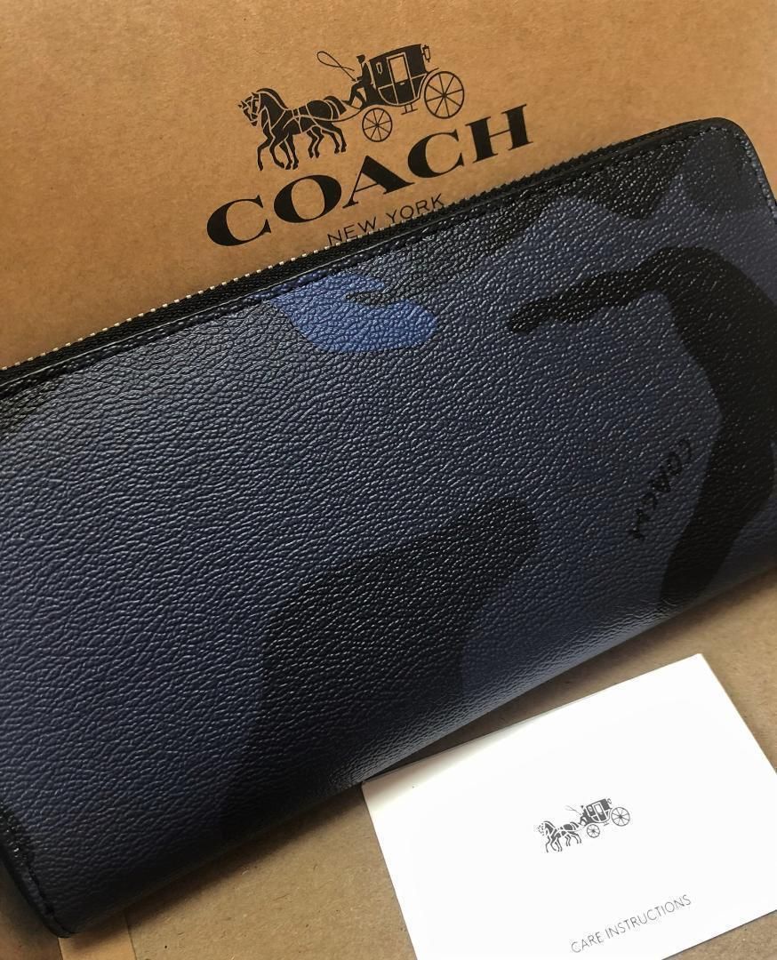 COACH コーチ 新品 迷彩 柄 長財布 メンズ レディース 小物 財布 63